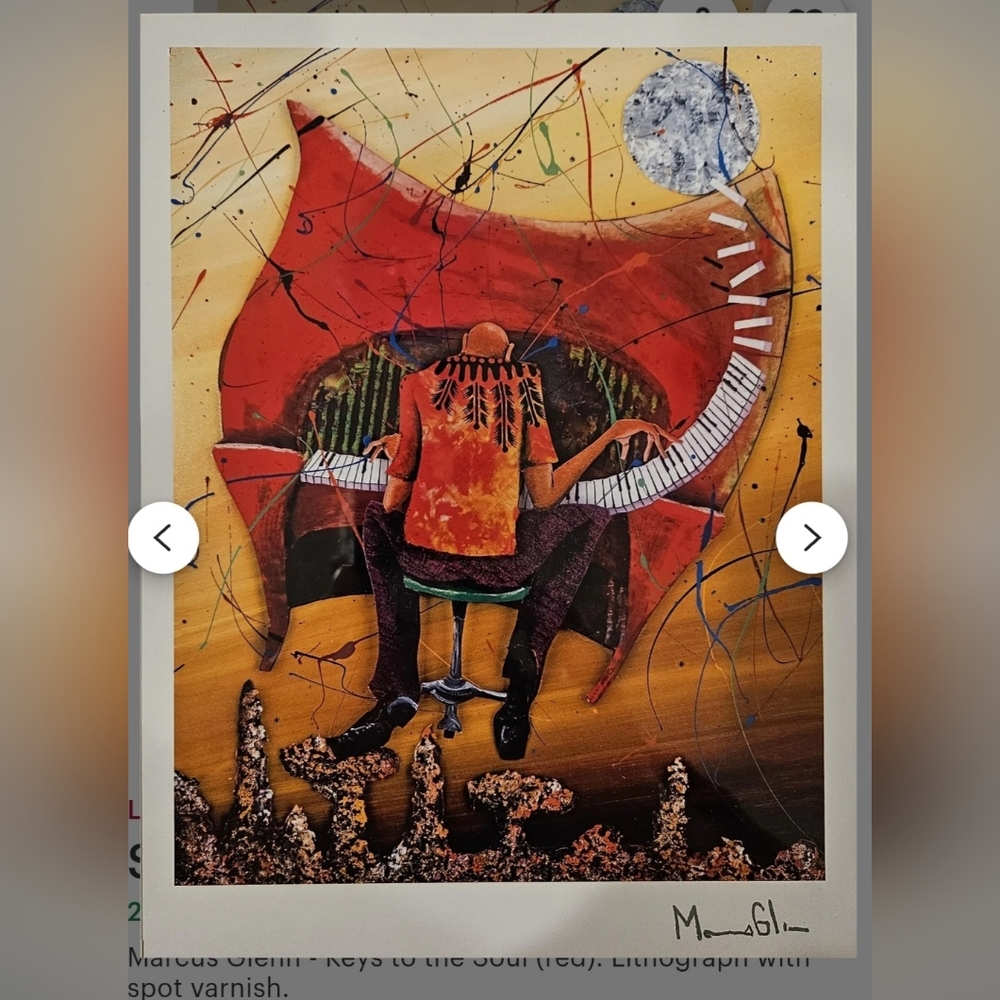 Marcus Glenn: Print "Keys To The Soul" (Red❤️) Lithograph With Spot Varnish
